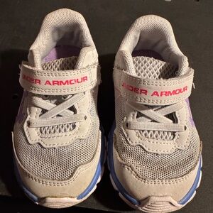 Under Armour Gray and Purple Sneakers with Velcro Strap